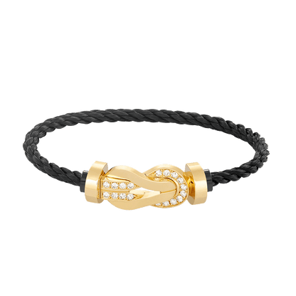 [Clover-Jewelry]CHANCE LARGE 8 FIGURE BUCKLE HALF DIAMOND BRACELET GOLD