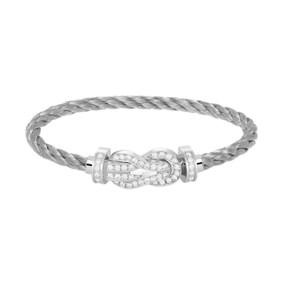 [Clover-Jewelry]CHANCE LARGE 8 FIGURE BUCKLE FULL DIAMOND BRACELET SILVER