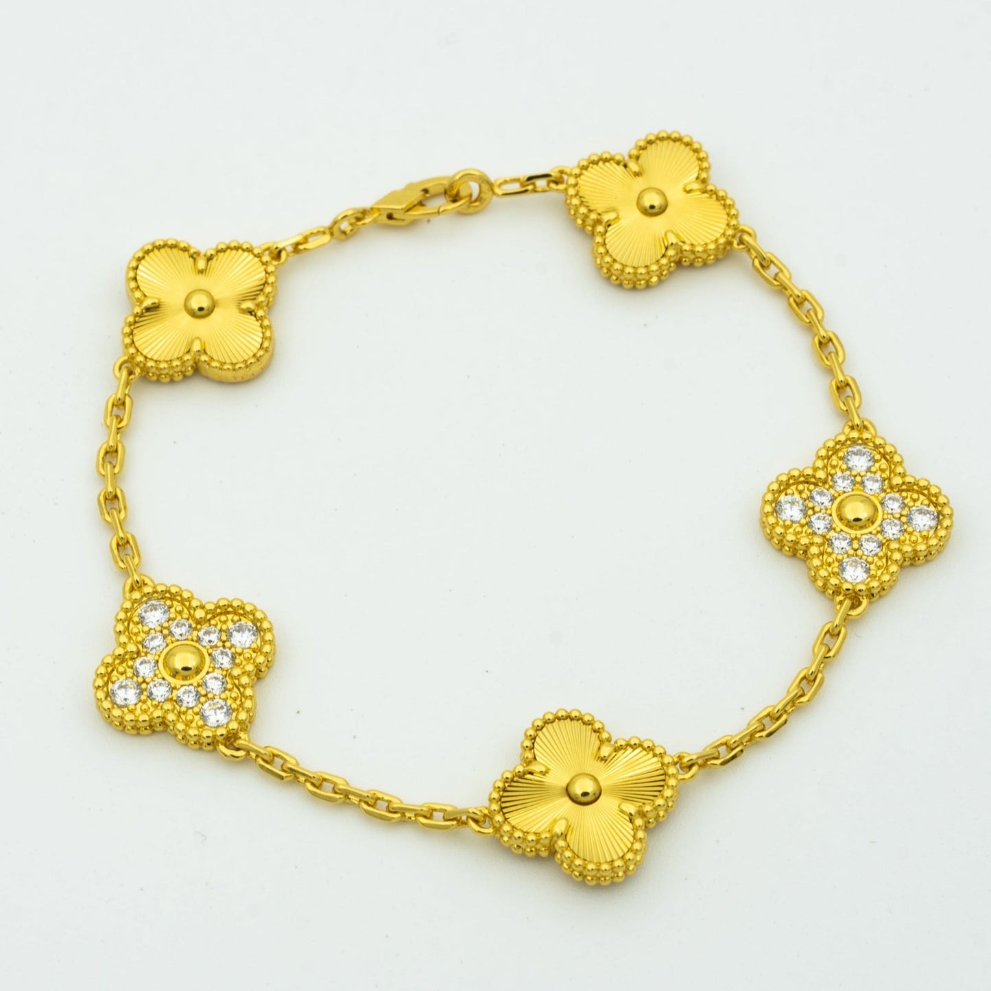 [Clover-Jewelry]CLOVER BRACELET 5 MOTIFS GOLD DIAMOND