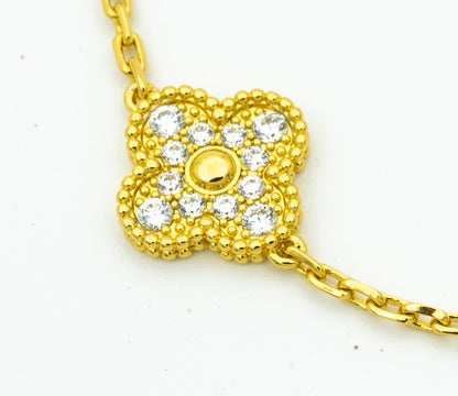 [Clover-Jewelry]CLOVER BRACELET 5 MOTIFS GOLD DIAMOND