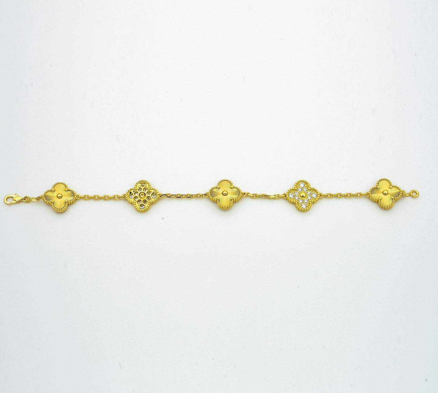 [Clover-Jewelry]CLOVER BRACELET 5 MOTIFS GOLD DIAMOND