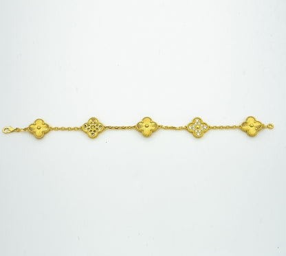 [Clover-Jewelry]CLOVER BRACELET 5 MOTIFS GOLD DIAMOND