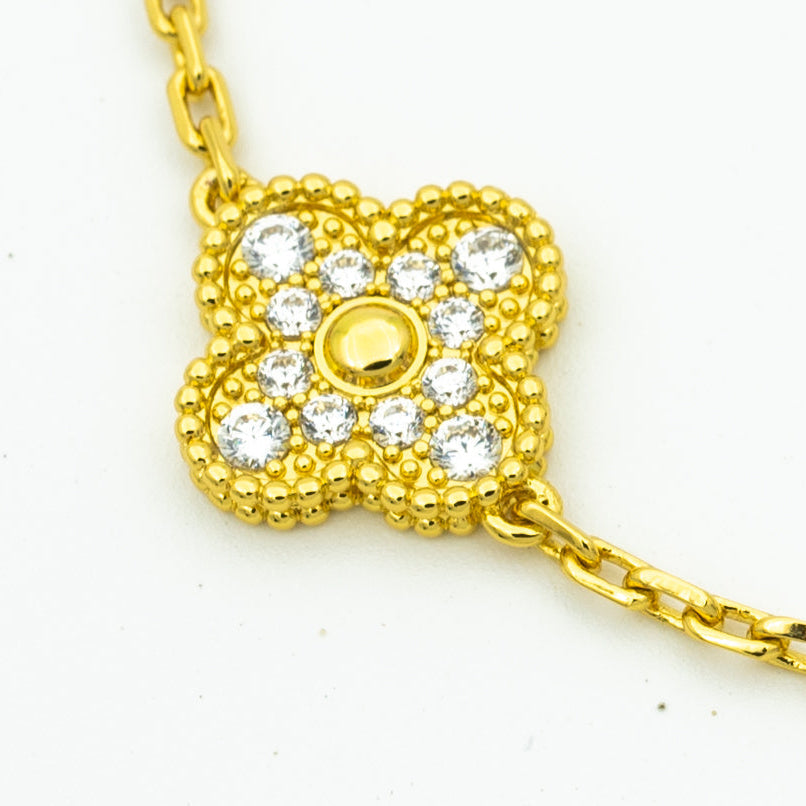 [Clover-Jewelry]CLOVER BRACELET 5 MOTIFS GOLD DIAMOND