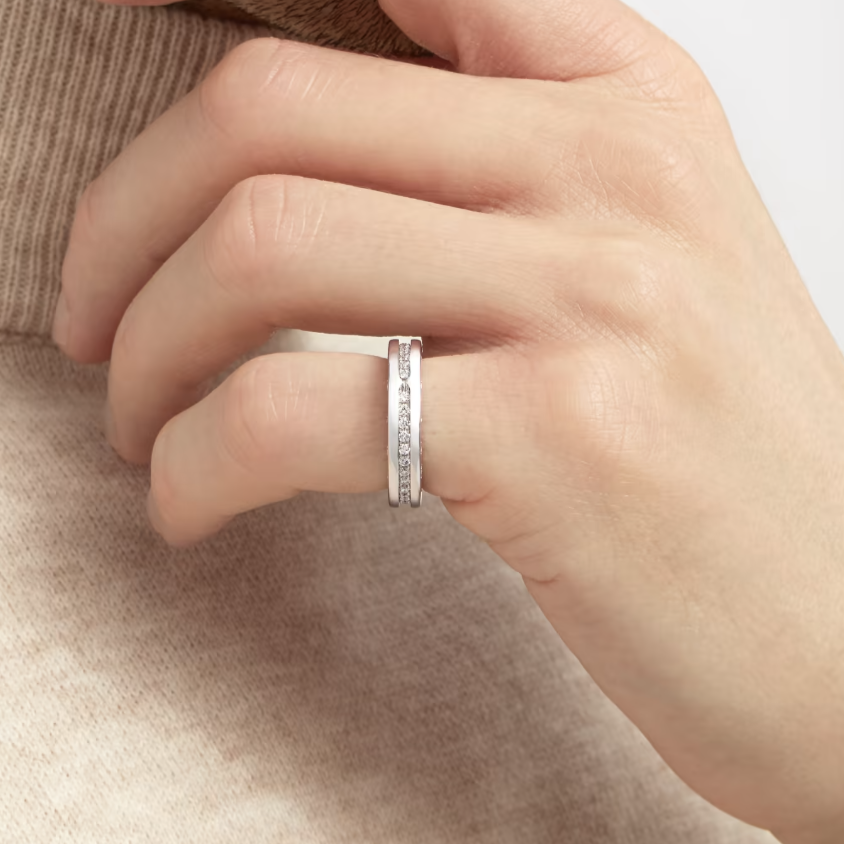 [Clover-Jewelry]ZERO 1 ONE-BAND PAVED DIAMONDS ON THE SPIRAL RING