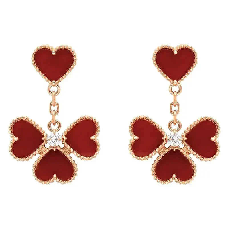 [Clover-Jewelry]SWEET CLOVER CARNELIAN EARRINGS