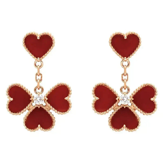 [Clover-Jewelry]SWEET CLOVER CARNELIAN EARRINGS