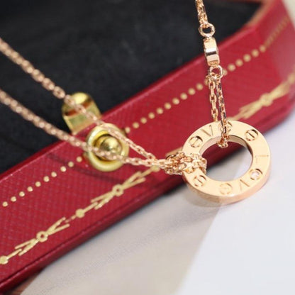 [Clover-Jewelry]LOVE NECKLACE ADJUSTABLE ROSE GOLD 2 DIAMOND