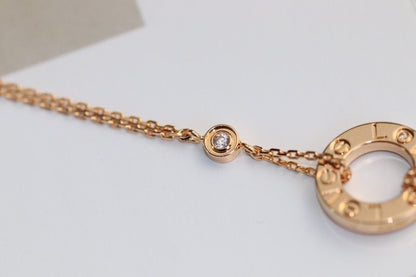 [Clover-Jewelry]LOVE NECKLACE ADJUSTABLE ROSE GOLD 2 DIAMOND