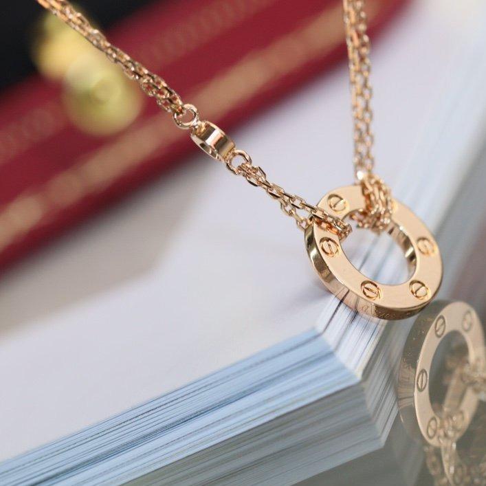 [Clover-Jewelry]LOVE NECKLACE ADJUSTABLE ROSE GOLD 2 DIAMOND