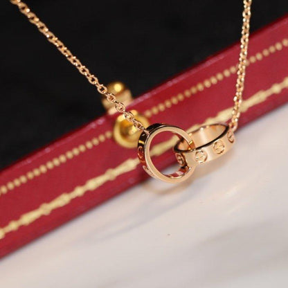 [Clover-Jewelry]LOVE NECKLACE PINK GOLD AND SILVER