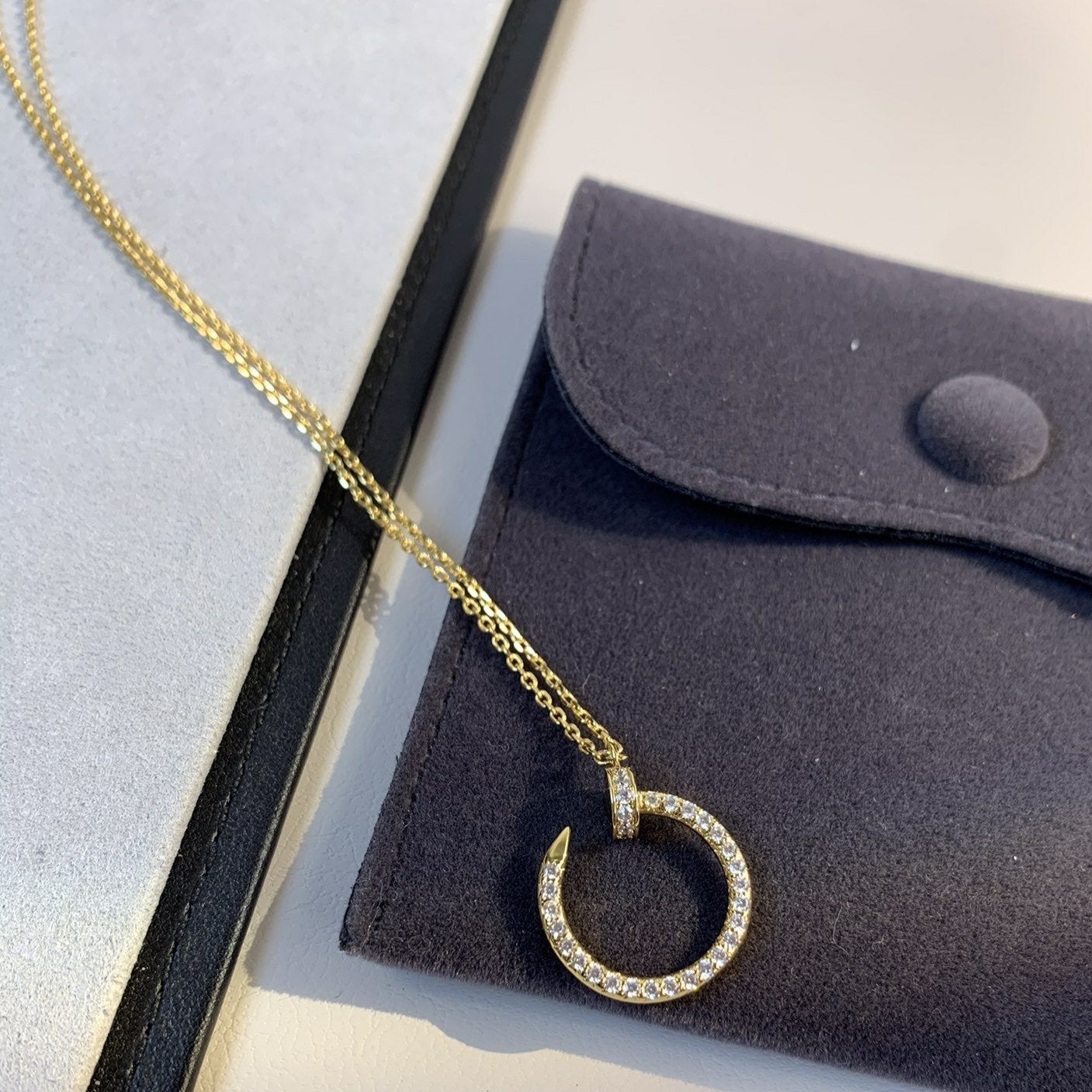 [Clover-Jewelry]JUSTE NECKLACE GOLD DIAMONDS