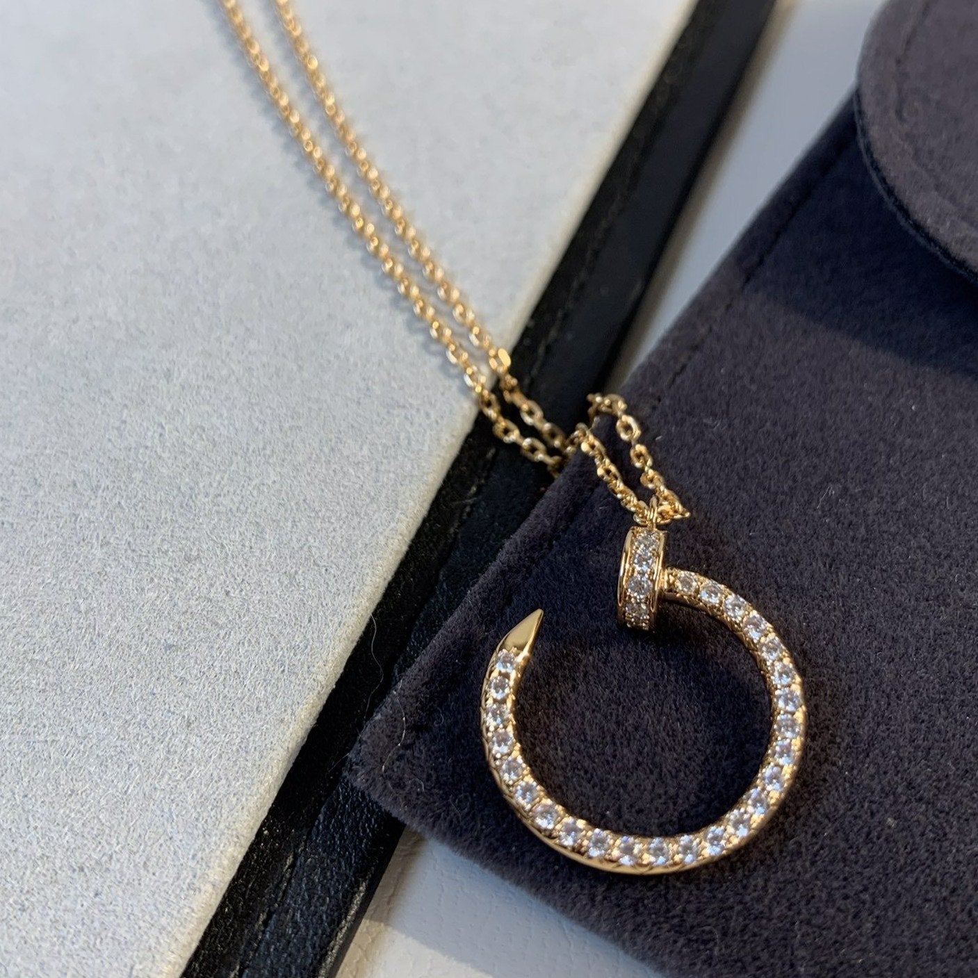 [Clover-Jewelry]JUSTE NECKLACE PINK GOLD DIAMONDS