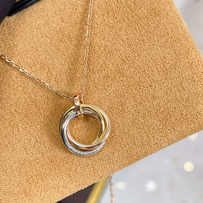 [Clover-Jewelry]TRINITY NECKLACE SILVER GOLD PINK GOLD DIAMONDS