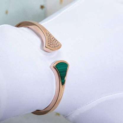 [Clover-Jewelry]DREAM BRACELET OPEN MALACHITE PINK GOLD