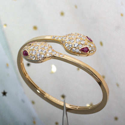 [Clover-Jewelry]SERPENTI BRACELET PINK GOLD DIAMOND DOUBLE SNAKE