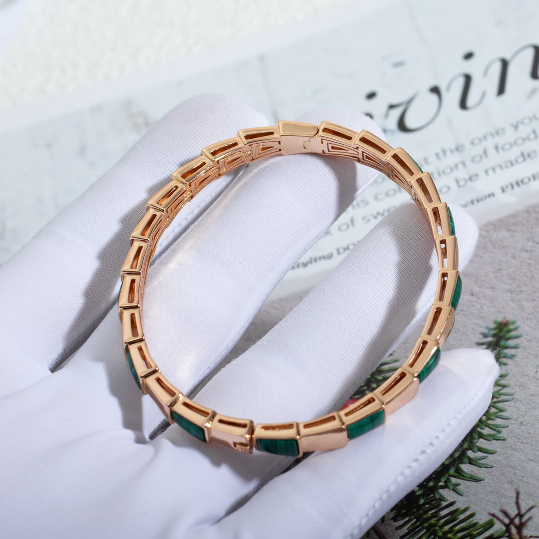 [Clover-Jewelry]SERPENTI BRACELET PINK GOLD MALACHITE