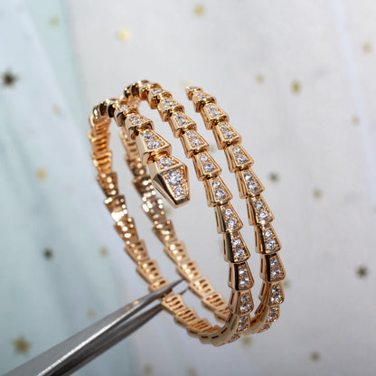 [Clover-Jewelry]SERPENTI BRACELET PINK GOLD DIAMOND DOUBLE ROW