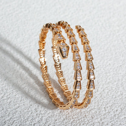 [Clover-Jewelry]SERPENTI BRACELET PINK GOLD DIAMOND DOUBLE ROW