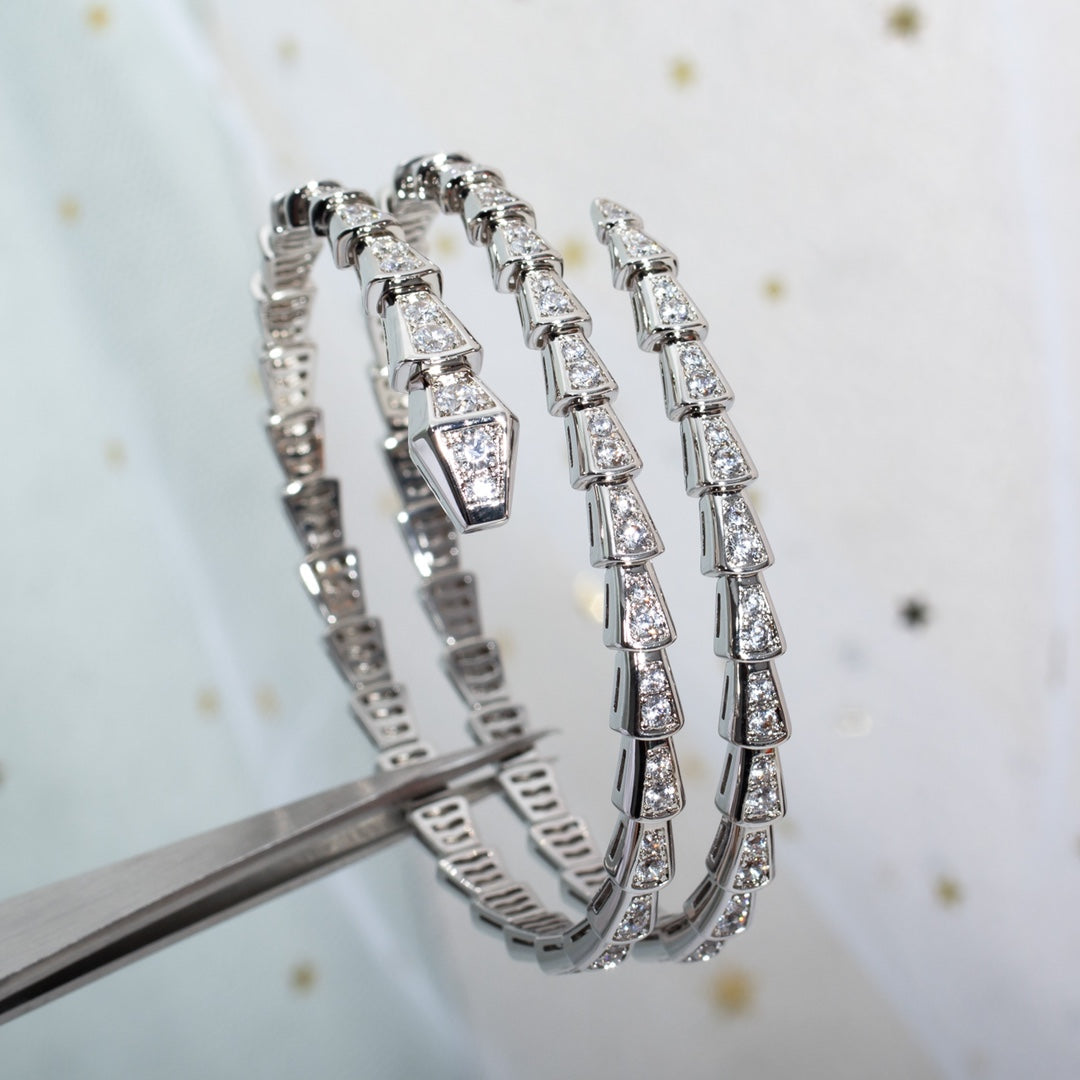 [Clover-Jewelry]SERPENTI BRACELET SILVER DIAMOND DOUBLE ROW