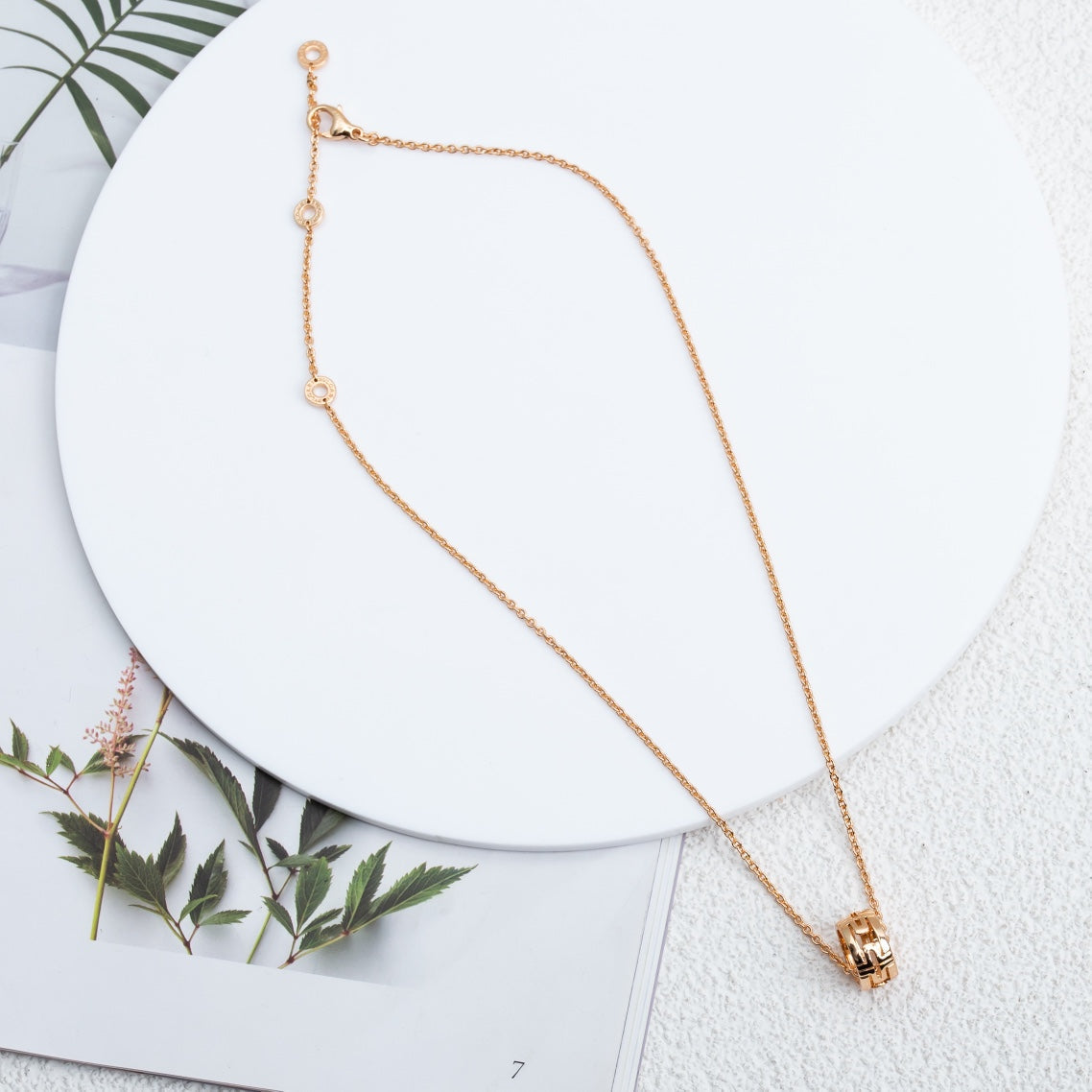 [Clover-Jewelry]PARENTESI NECKLACE PINK GOLD