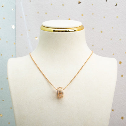 [Clover-Jewelry]PARENTESI NECKLACE PINK GOLD DIAMOND