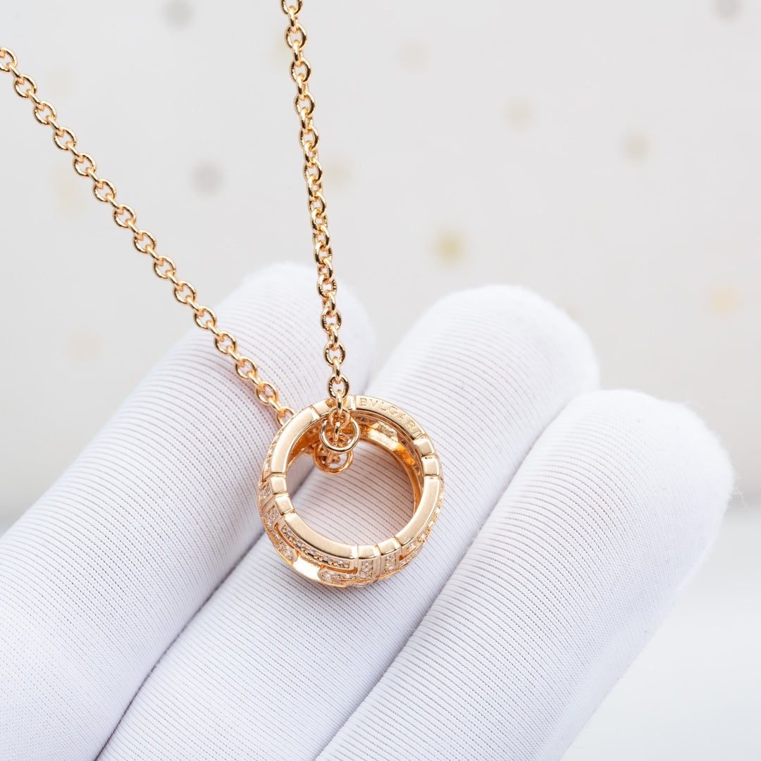 [Clover-Jewelry]PARENTESI NECKLACE PINK GOLD DIAMOND