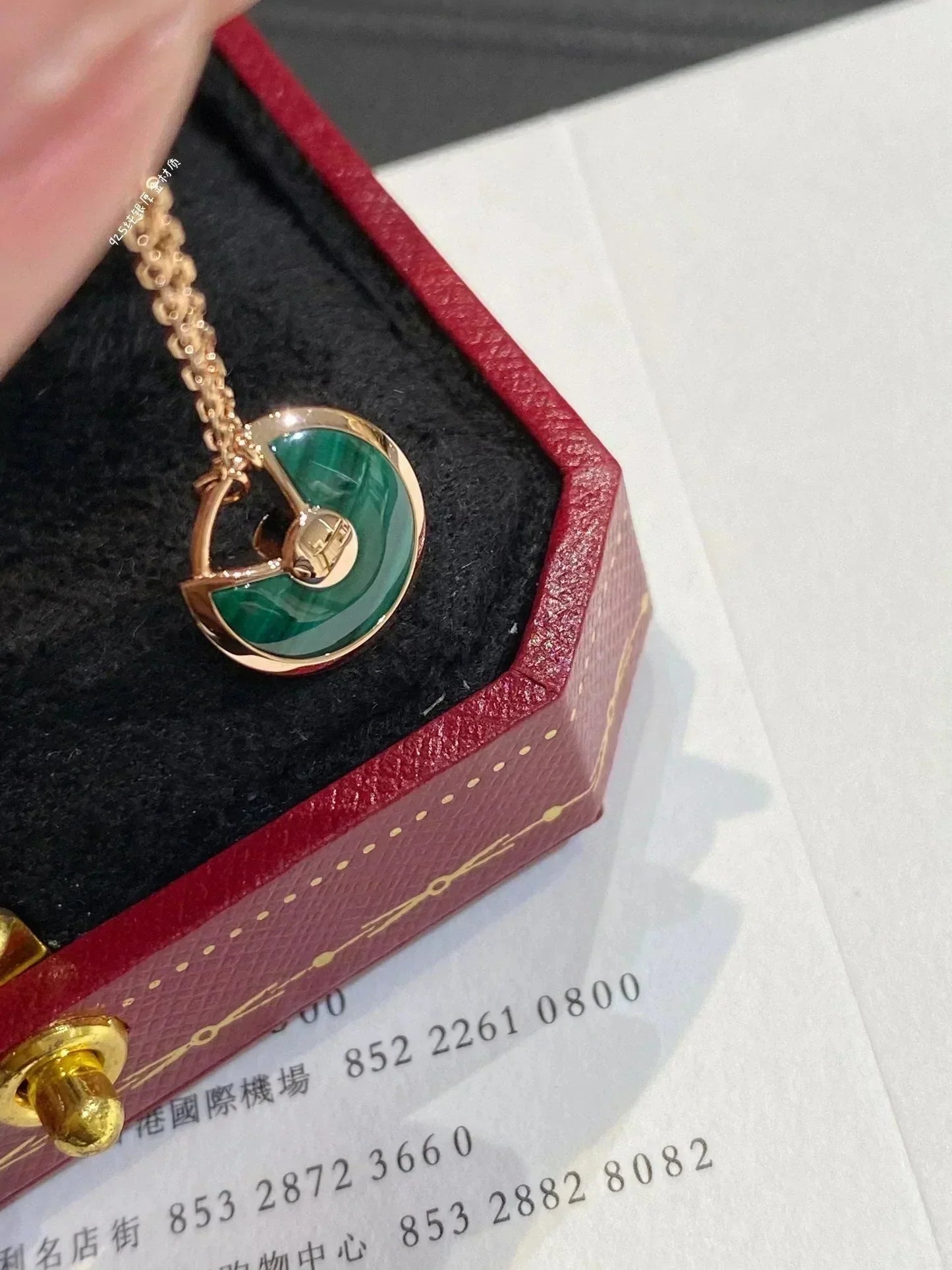 [Clover-Jewelry]AMULETTE ROSE GOLD MALACHITE NECKLACE