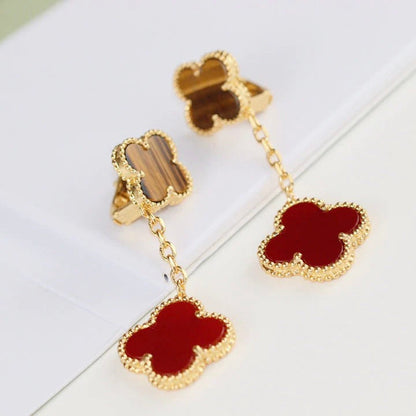 [Clover-Jewelry]CLOVER  2 MOTIF  TIGER EYE CARNELIAN EARRINGS