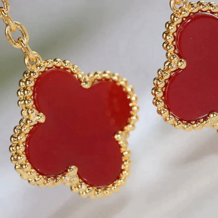 [Clover-Jewelry]CLOVER  2 MOTIF  TIGER EYE CARNELIAN EARRINGS