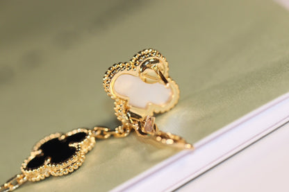 [Clover-Jewelry]CLOVER EARRINGS GOLD ONYX MOP 3 MOTIF