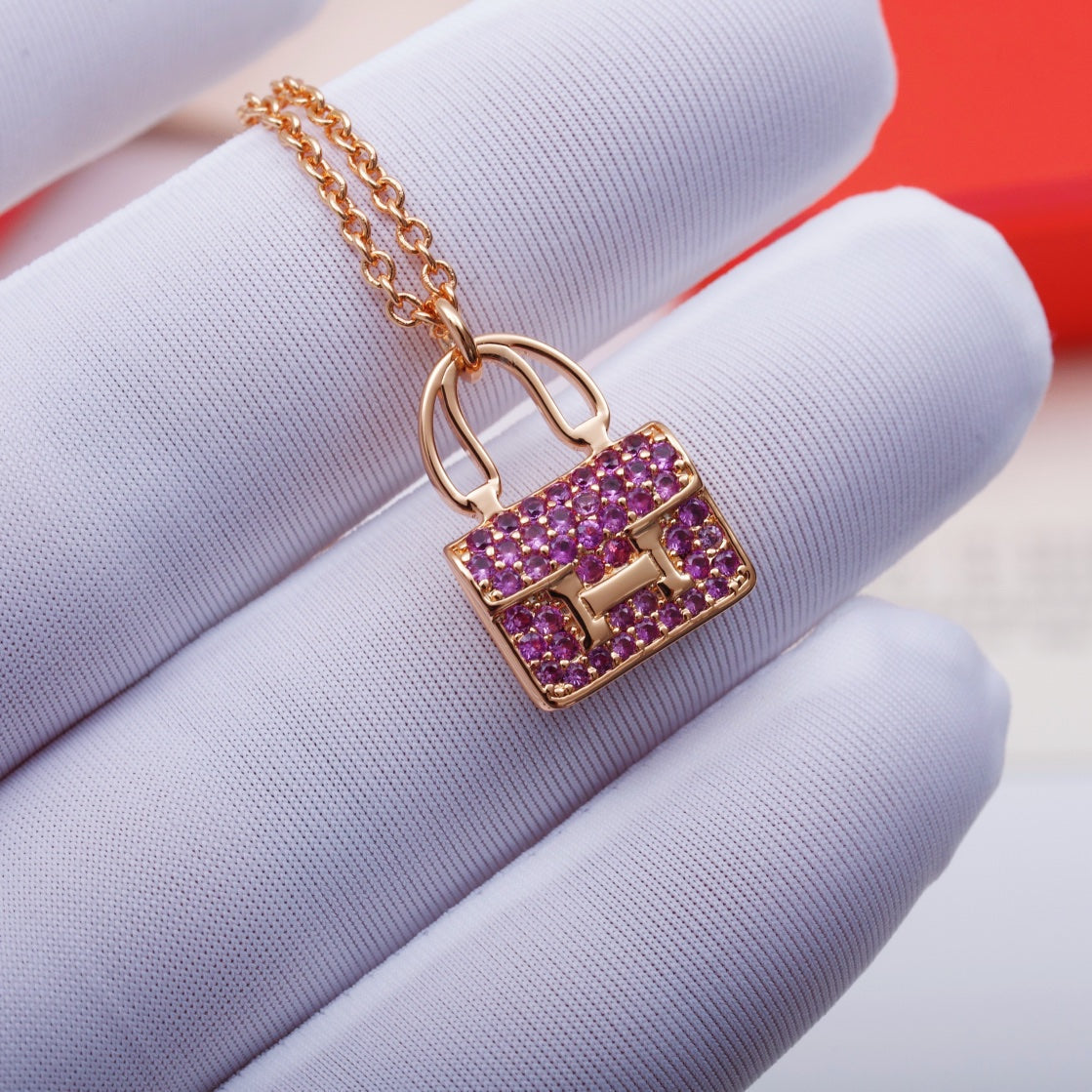 [Clover-Jewelry]CONSTANCE PEDANT PURPLE DIAMOND NECKLACE