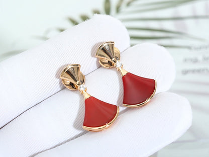 [Clover-Jewelry]DREAM Carnelian PINK GOLD EARRINGS