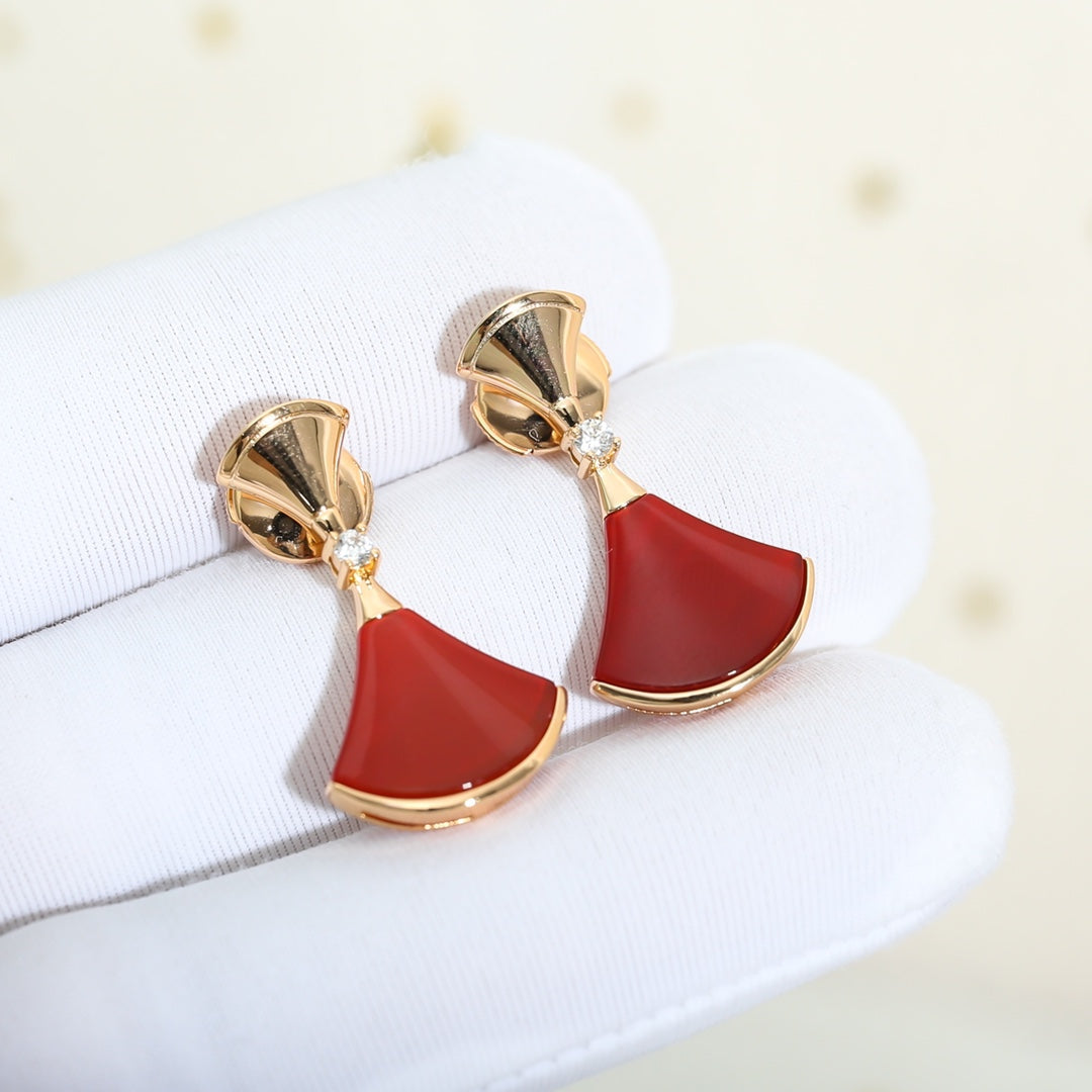 [Clover-Jewelry]DREAM Carnelian PINK GOLD EARRINGS