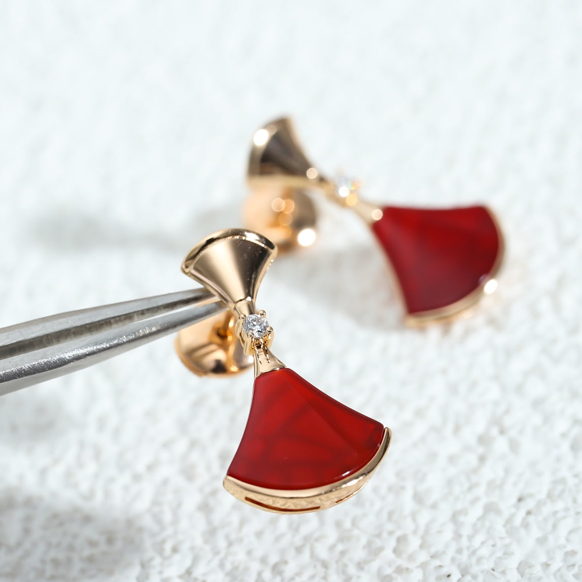 [Clover-Jewelry]DREAM Carnelian PINK GOLD EARRINGS