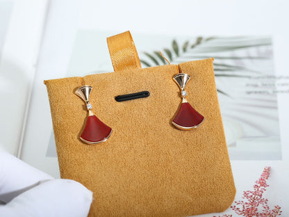 [Clover-Jewelry]DREAM Carnelian PINK GOLD EARRINGS