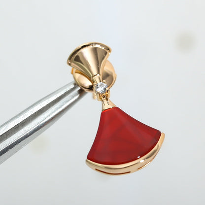 [Clover-Jewelry]DREAM Carnelian PINK GOLD EARRINGS