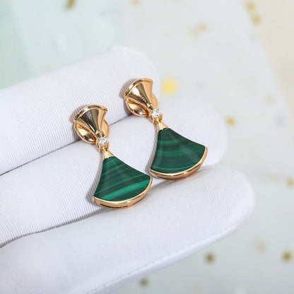 [Clover-Jewelry]DREAM MALACHITE PINK GOLD EARRINGS