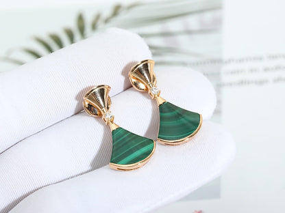 [Clover-Jewelry]DREAM MALACHITE PINK GOLD EARRINGS