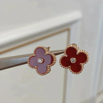 [Clover-Jewelry]CLOVER MEDIUM 1 MOTIFS CARNELIAN  DIAMOND earrings