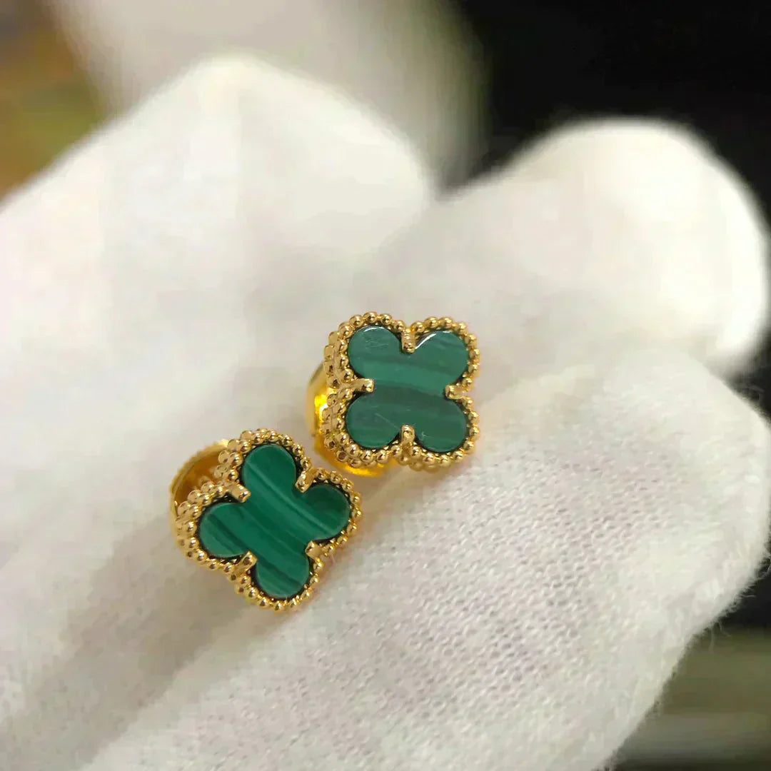 [Clover-Jewelry]CLOVER MINI 9.5MM MALACHITE  EARRINGS