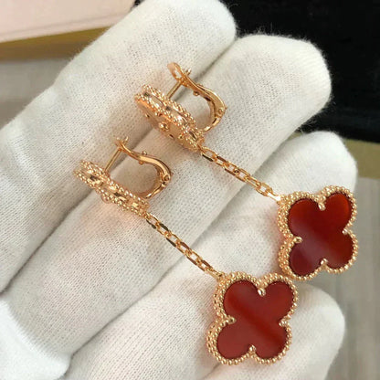 [Clover-Jewelry]CLOVER 2 MOTIF  LASER CARNELIAN EARRINGS