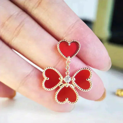 [Clover-Jewelry]SWEET CLOVER CARNELIAN EARRINGS