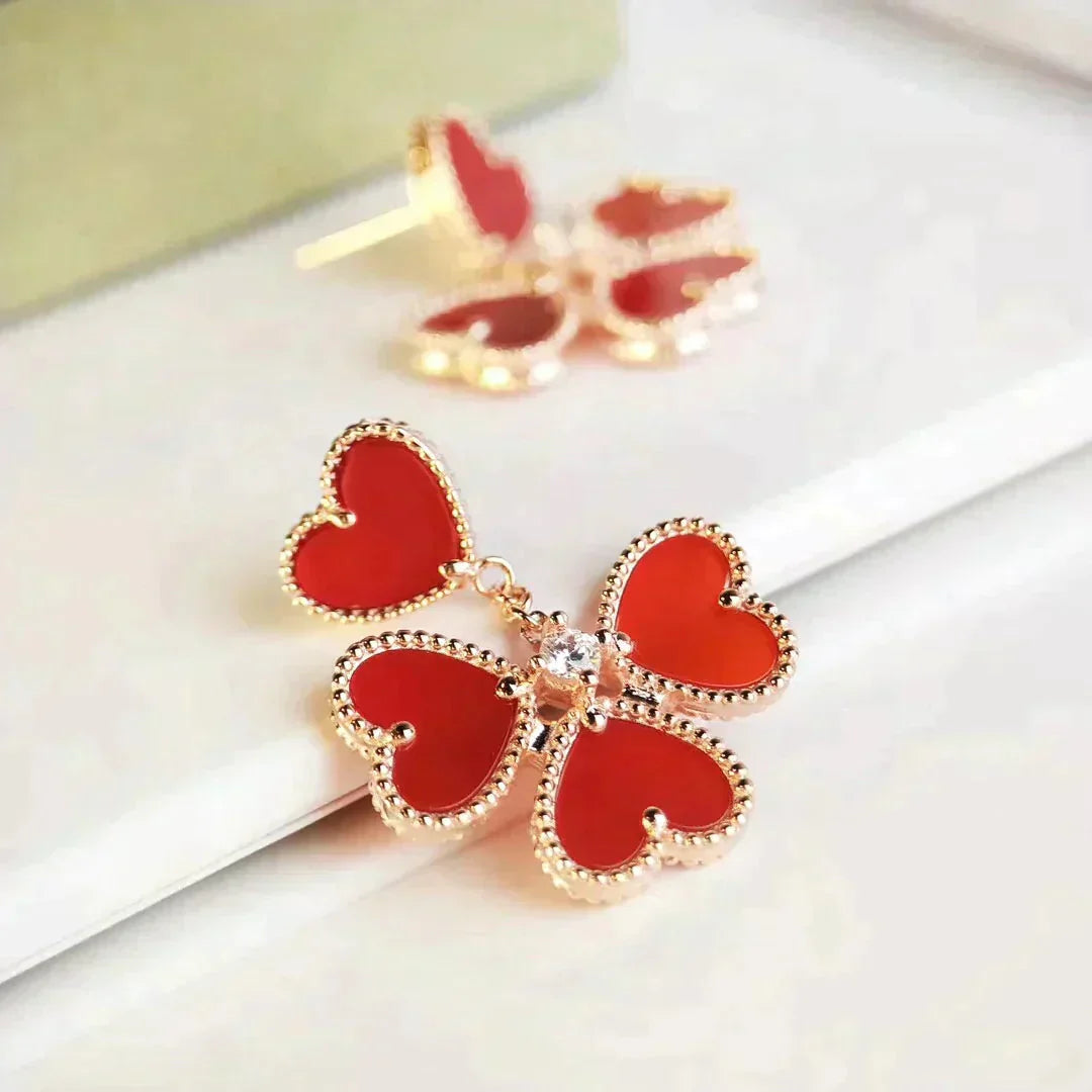 [Clover-Jewelry]SWEET CLOVER CARNELIAN EARRINGS