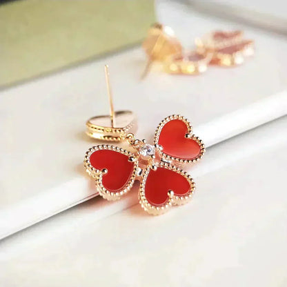 [Clover-Jewelry]SWEET CLOVER CARNELIAN EARRINGS