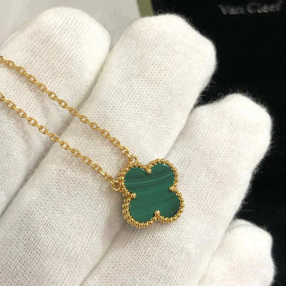 [Clover-Jewelry]CLOVER 15MM MALACHITE SINGLE FLOWER  NECKLACE