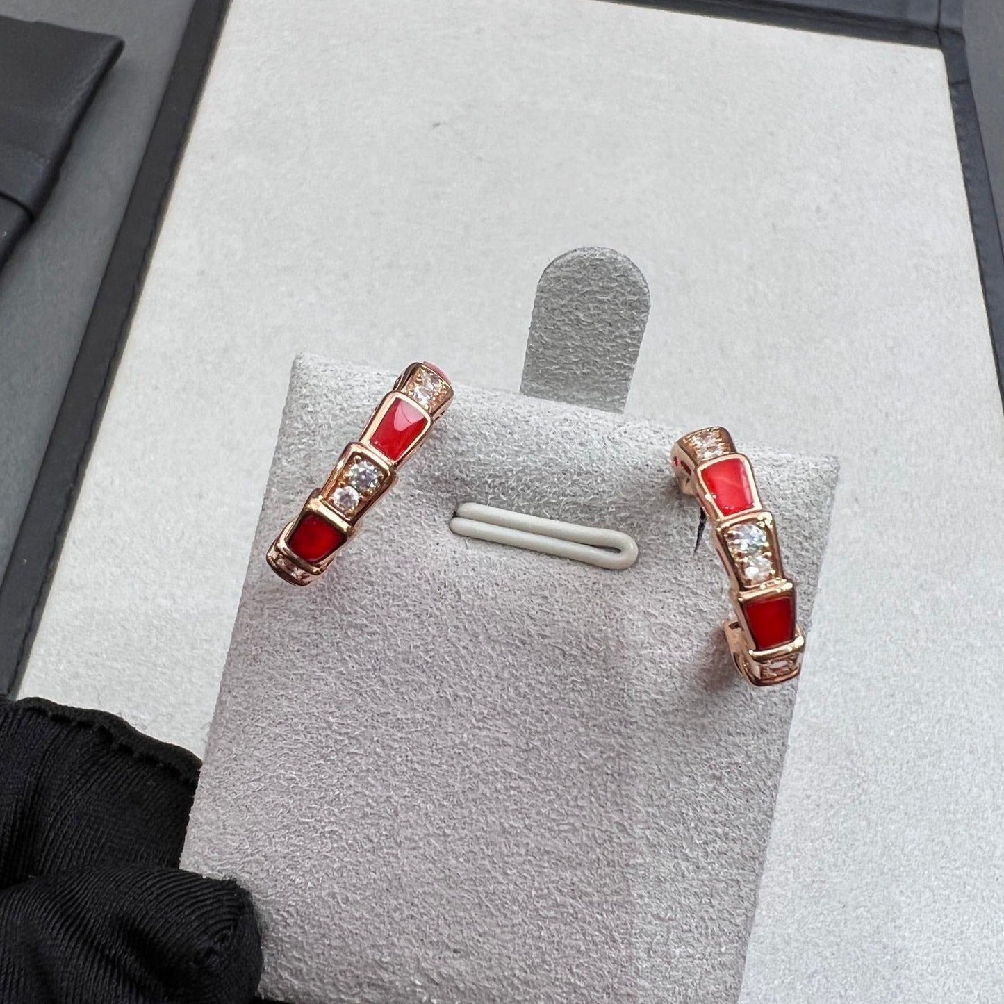 [Clover-Jewelry]SERPENTI CARNELIAN PINK GOLD EARRINGS