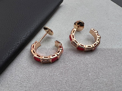 [Clover-Jewelry]SERPENTI CARNELIAN PINK GOLD EARRINGS