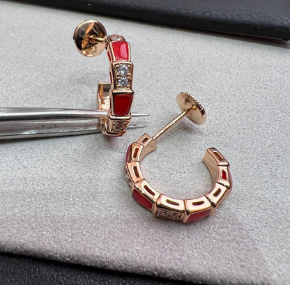 [Clover-Jewelry]SERPENTI CARNELIAN PINK GOLD EARRINGS