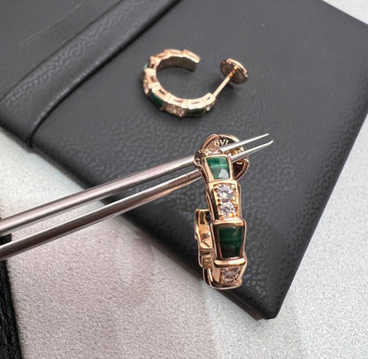 [Clover-Jewelry]SERPENTI MALACHITE PINK GOLD EARRINGS