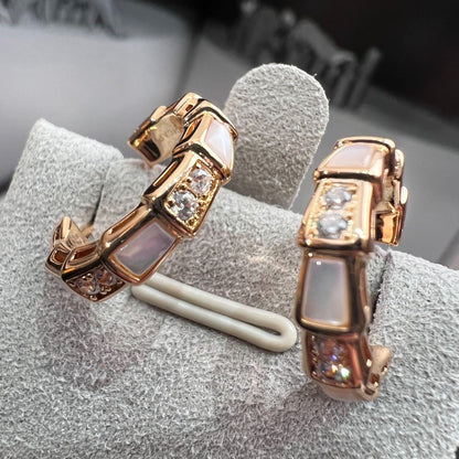 [Clover-Jewelry]SERPENTI MOP PINK GOLD EARRINGS